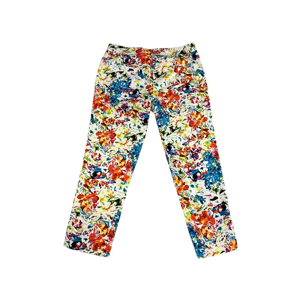 New Directions Floral Print Pants Women Size 14 Cropped Capris